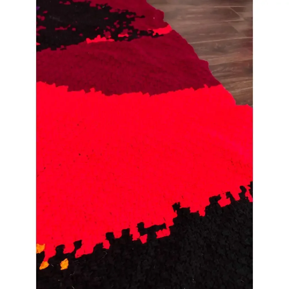 Vintage Crochet Summer Sunset Landscape‎ Afghan Tapestry Throw Blanket Handmade